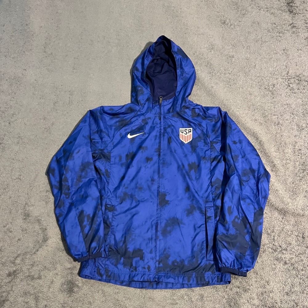 Nike USA Soccer USMNT Windbreaker Jacket Blue Tie Dye Mens Small Full Zip Hooded
